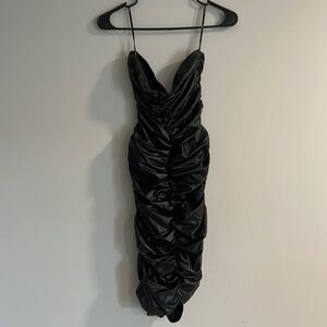 Black Strapless Midi Dress